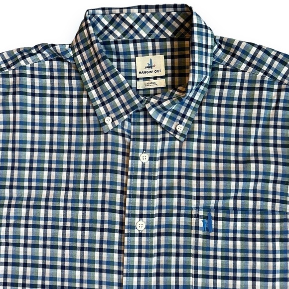 Johnnie O Yellowstone Shirt Plaid Button Down Laguna Blue Preppy Classic X Large - Picture 3 of 9
